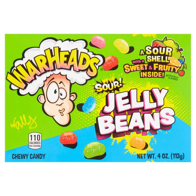 WARHEADS SOUR JELLY BEANS CANDY THEATER BOX USA 113 g