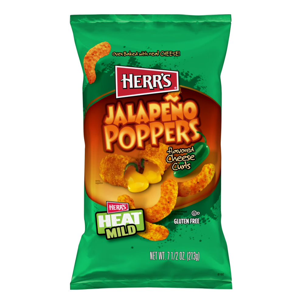 HERR'S JALAPEÃ‘O POPPERS FLAVORED CHEESE CURLS BAKED CHEESE SNACKS 198 G