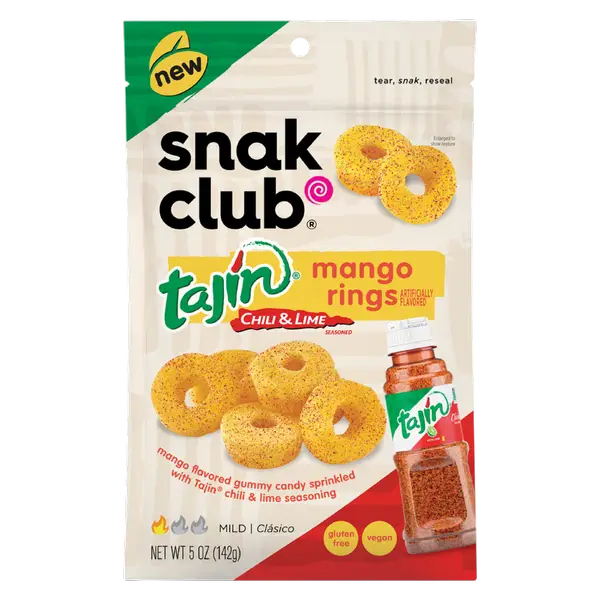 TAJIN SNAK CLUB CHILI & LIME MANGO RINGS USA 64 g
